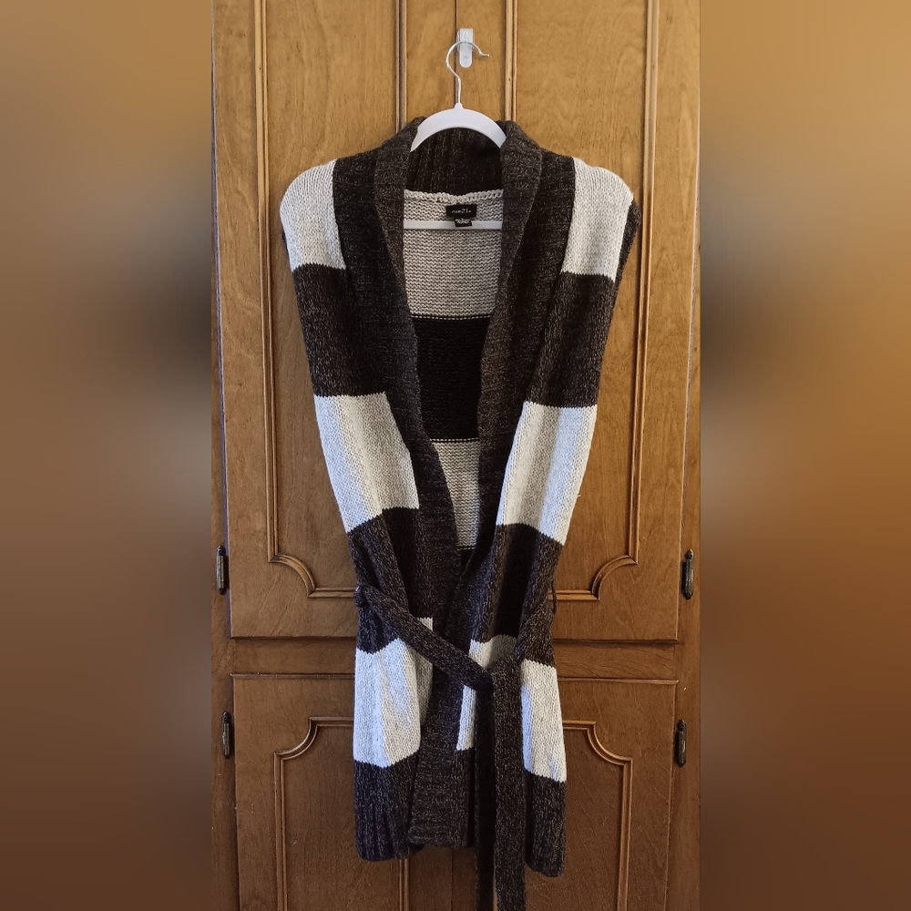 Rue21 Chocolate and Cream Striped Cardigan